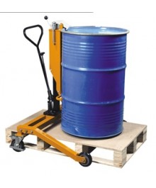 Xe nâng thùng phuy chân khuỳnh 250kg DTR250, chân rộng ôm lấy phuy trên pallet